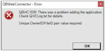 QuickBooks Error QBWC1039